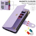 thumbnail image 6 of Decase for iPhone 13 Wallet Phone Case with Crossbody Lanyard Strap & Wrist Strip,Shockproof Stylish Zipper Pockets Case with Card Slots+Cash Slots,PU Leather Flip Folio Book Design,Purple, 6 of 12