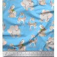 thumbnail image 1 of Soimoi Poly Georgette Fabric Deer,Elephant & Rabbit Kids Print Sewing Fabric Yard 42 Inch Wide, 1 of 1