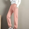 thumbnail image 5 of Lroveb Fleece Lined Sweatpants for Women Plus Size, High Waisted Jogger Pants, Womens Solid Sweatpants Pockets Sporty Gym Athletic Fit Pants Lounge Trousers Pink, 5 of 9