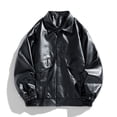 thumbnail image 2 of HOOMEUMY Men Daily Basic Tops Outdoors Loose Lapel Coat Soft Solid Versatile Leather Jacket, 2 of 9