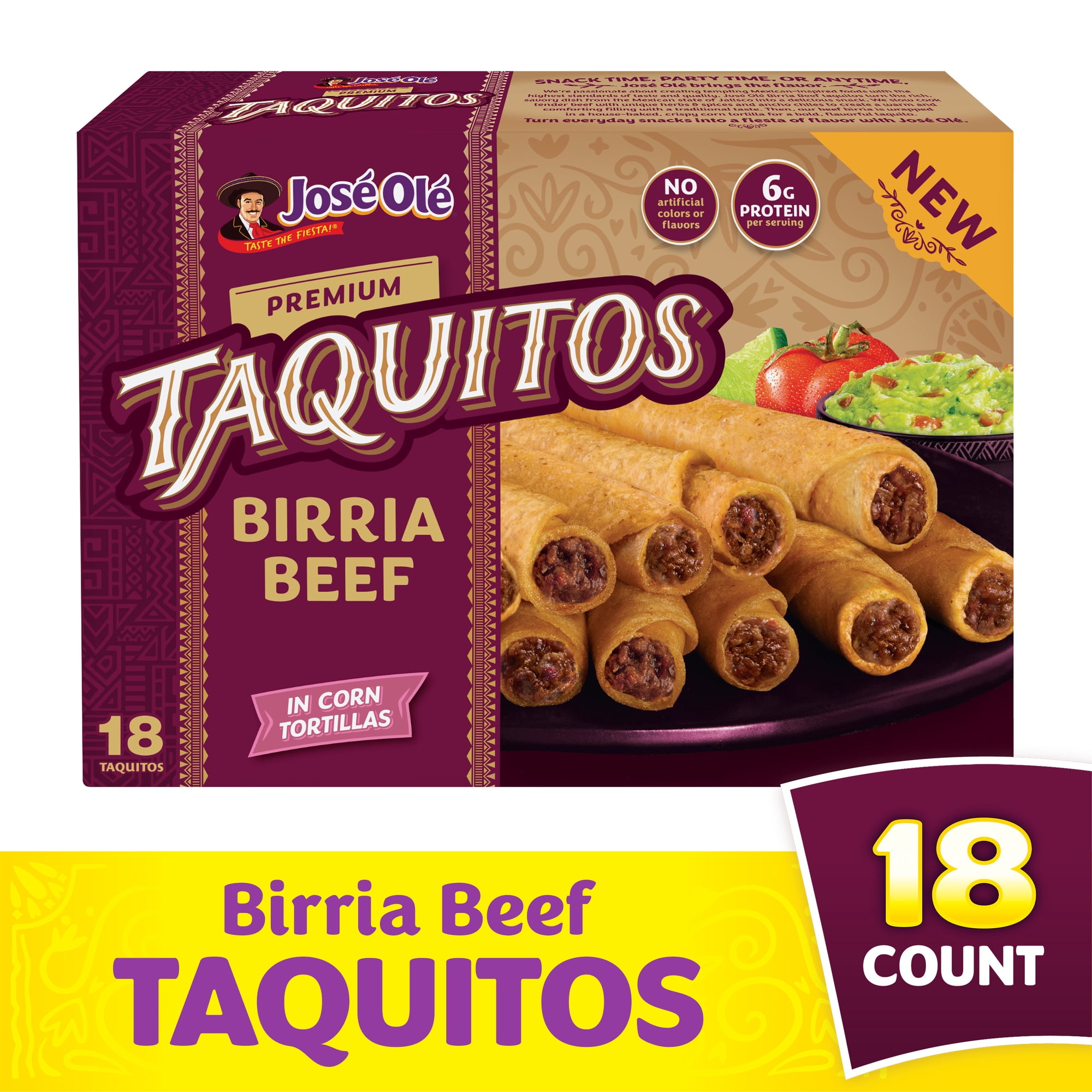 Jose Ole Birria Beef Taquitos, Frozen Mexican Snacks
