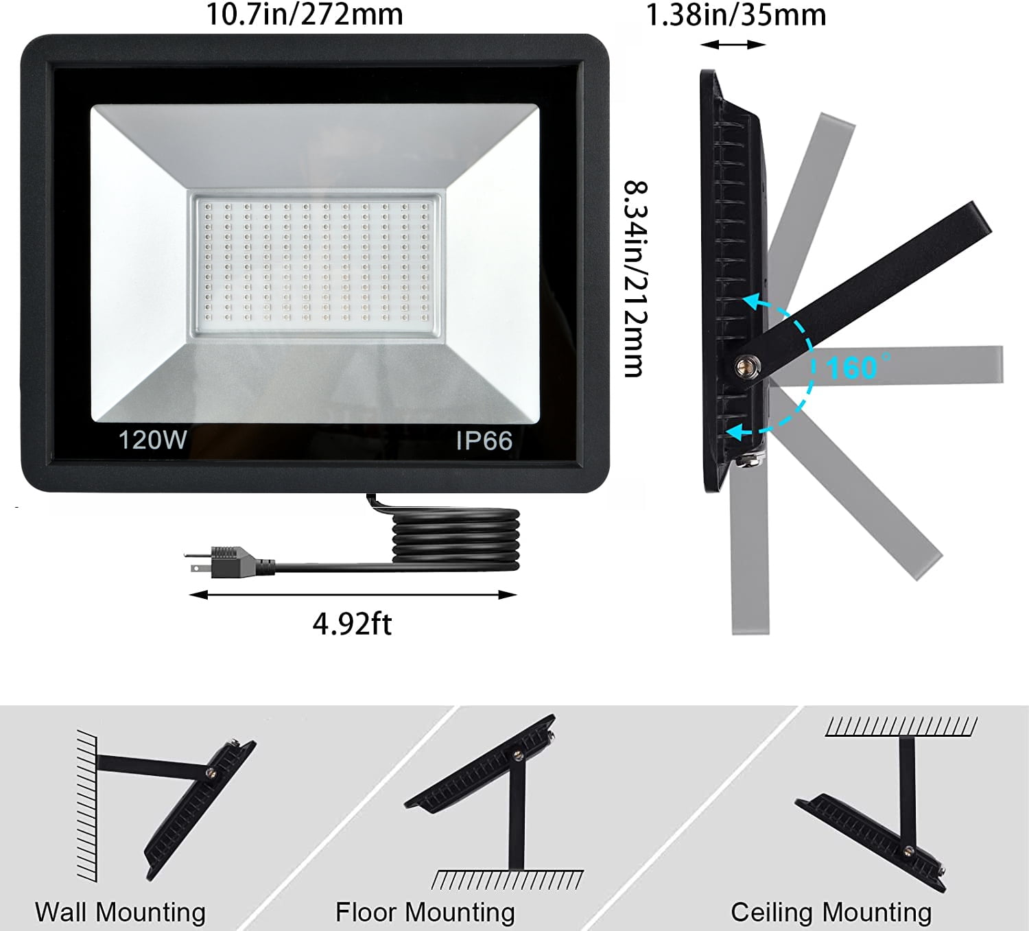 Ontesik 3-Pack 120W LED UV Black Light, Outdoor IP66 Waterproof, UV and Fluorescent Lighting