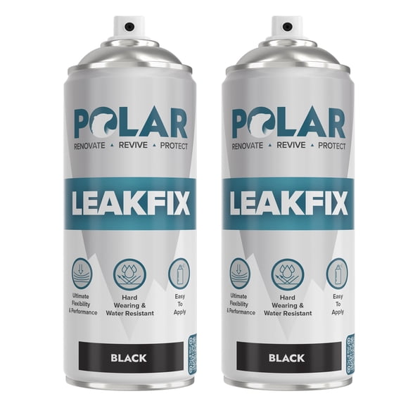 Polar Black Leak Fix Spray - 2 x 13.5fl. oz - Waterproof Roof Sealant - Instantly Seals Leaks and Cracks, for Lasting Protection on Roofs, Drainpipes & Gutter Repairs- for Interior and Exterior Use