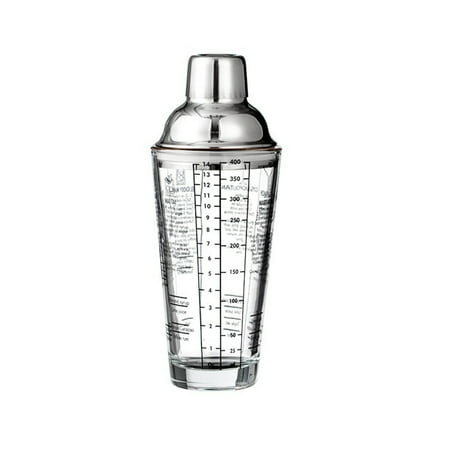 

LSFYSZD 400ml Cocktail Shaker Stainless Steel Glass Bottle with Measurement Bar Supplies