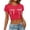 Red, variant on MEICHEN Womens Tie Front T Shirts Crop Tops Summer Trendy Basic Tees Casual Slim Fit Crew Neck Tshirts Cute Blouses