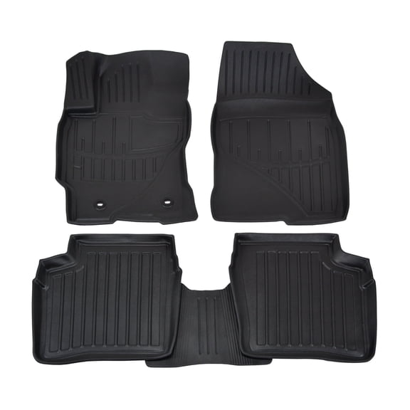 3D Floor Mats 2004-2009 Toyota Prius (XW20) Heavy Duty, Custom Fit, All Weather Liner Front & 2nd Row Full Set Rubber, Black