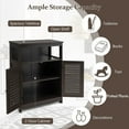 thumbnail image 5 of BECOMFORT Bathroom Storage Cabinet, Freestanding Bathroom Storage Organizer w/Double Shutter Doors & Adjustable Shelf, Multipurpose Wooden Floor Cabinet for Bathroom, Living Room, Entryway (Brown), 5 of 9