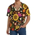 thumbnail image 3 of Xecao offers the Sunflowers Mushrooms for Men's Casual Short-sleeved Shirt, a button-up collared shirt with a pocket, perfect for beach vacations and yacht travel in the Large size., 3 of 7