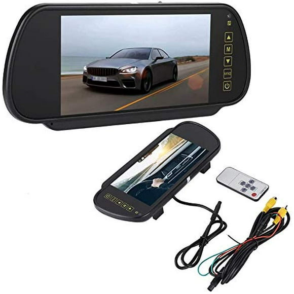 Oumij Monitor de Visualización Cámara de Coche 7 Pulgadas Coche Espejo Retrovisor LCD Oscurecimiento Automático Monitor Cámara de Visión Trasera con Soporte AV1 Interfaz de Video