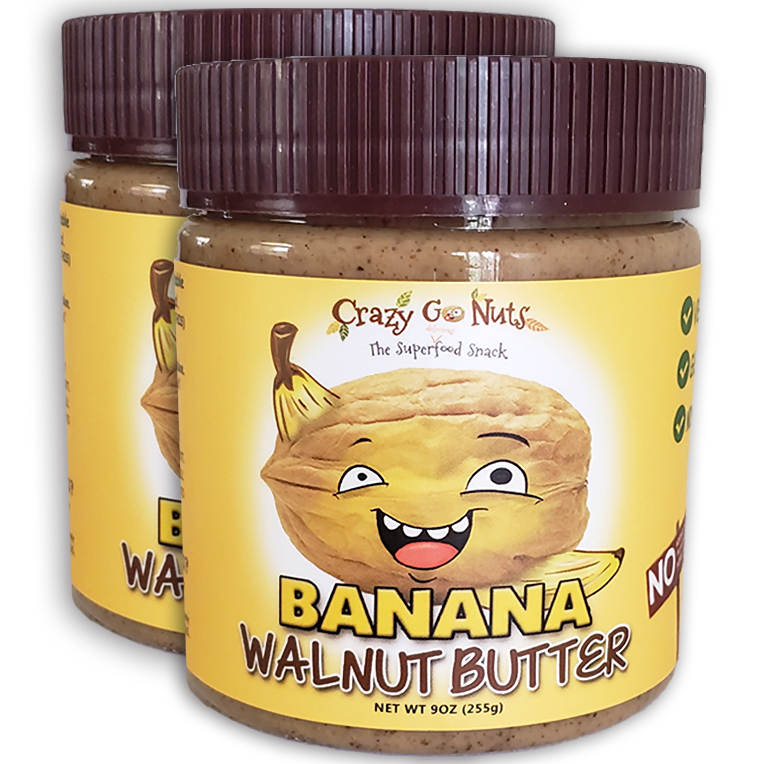 (2Pack) Crazy Go Nuts Banana Walnut Butter, 9 oz