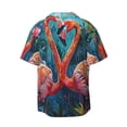 thumbnail image 6 of Daiia Romantic Flamingo Pair Men's Linen Shirts Short Sleeve Casual Shirts Button Down Shirt for Men Beach Summer Wedding Shirt-Small, 6 of 6