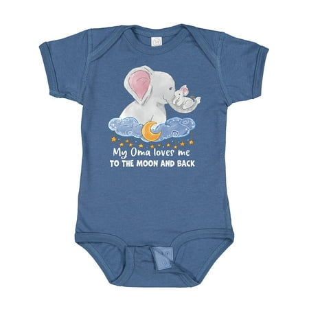 

Inktastic My Oma Loves Me to the Moon and Back Elephant Family Gift Baby Boy or Baby Girl Bodysuit
