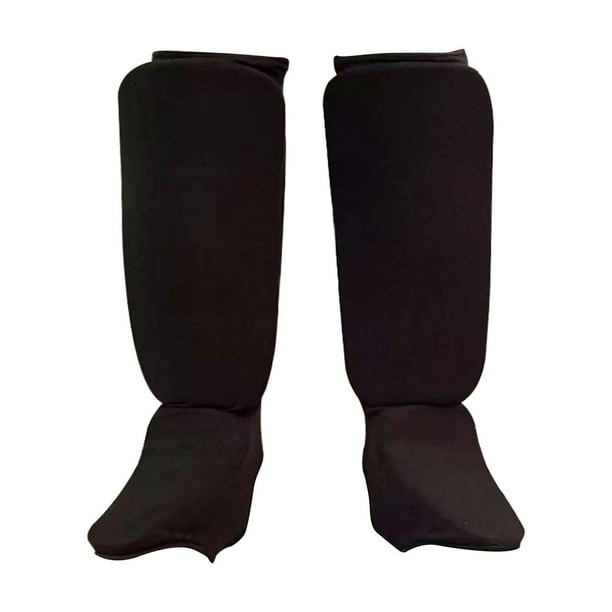 Espinilleras de Muay Thai con protección para el empeine y las piernas, de EVA, para kickboxing y karate. negro