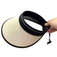 thumbnail image 1 of Sombreros de visera de paja, viseras de ala ancha, sombrero de playa plegable, sombrero de verano con parte superior vacía para mujer, plegable, fácil de almacenar y sin deformación, 1 of 7