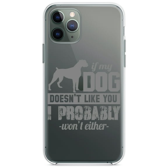 DistinctInk Clear Shockproof Hybrid Case for iPhone 13 Pro MAX (6.7" Screen) - TPU Bumper Acrylic Back Tempered Glass Screen Protector - If My Dog Doesn't Like You I Won't Either