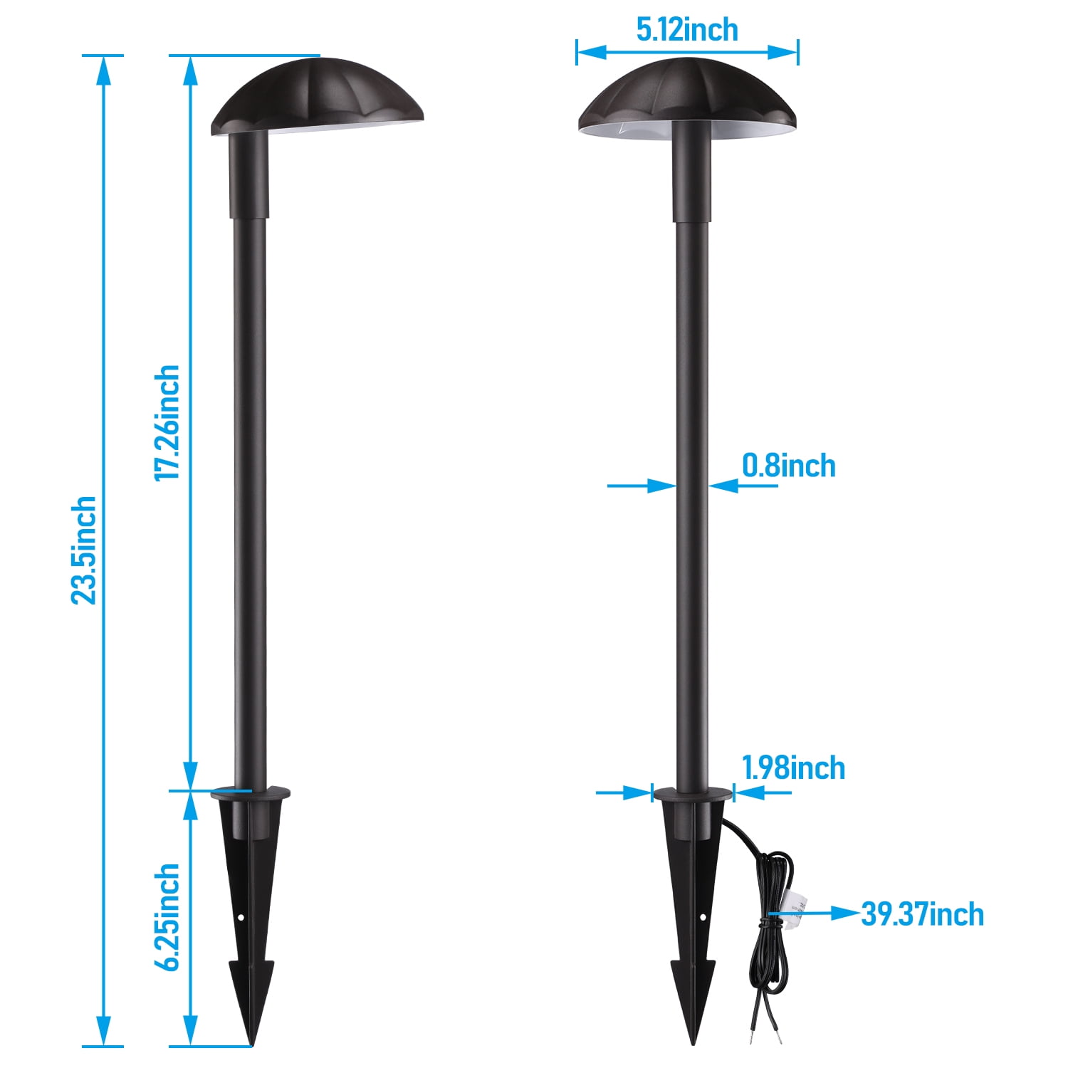 24 Pack Low Voltage Pathway Lights, 5W LED Landscape Lighting, IP65 Waterproof, 3000K Warm White, Oil Rubbed Bronze