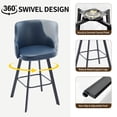 thumbnail image 6 of FIRAVOE Bar Stools Set of 2, 30" Swivel Bar Height Bar Stools with High Back, Faux Leather Bar Chairs Blue Barstools for Kitchen Island, 6 of 11