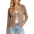 thumbnail image 7 of VJGBEGW Womens Fashion Cardigan Casucal Tie Front Shrugs Sweaters Tops Long Sleeve Knit Cropped Cardigans Tops Brown XXL, 7 of 7