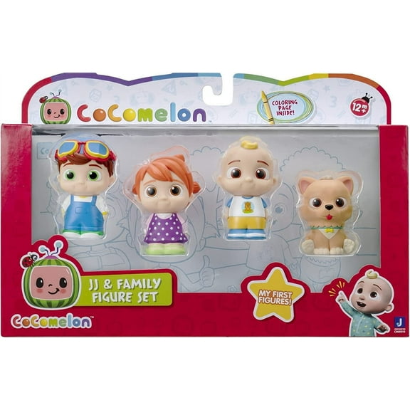 CoComelon JJ & Family Action Figure Set with 12 Months & Up, 7.5'', 4 Pack