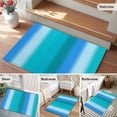 thumbnail image 6 of Teal Green Blue Ombre Washable Small Entryway Area Rugs 2'x3', Modern Vertical Striped Gradient Art Low Pile Throw Rug Non-Slip Sturdy Edge Binding Carpet for Front Door Floor Room Entry, 6 of 9