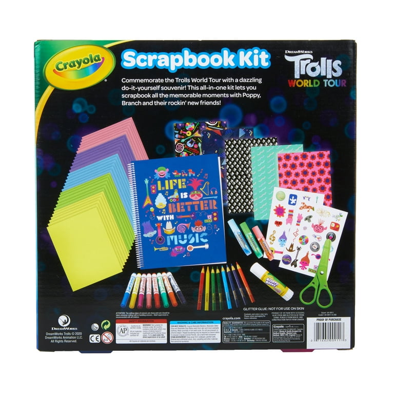 Crayola Trolls World Tour, Scrapbook Kit, Trolls 2, Over 60 Art
