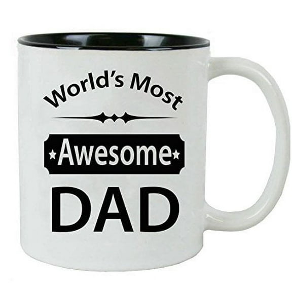 World's Most Awesome Dad Ceramic Coffee Mug (Black) with Gift Box