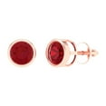 thumbnail image 2 of Rose Solid Solid Gold Solitaire Stud Everyday Dainty Earrings - 2 Ct Brilliant Round Cut Studs Ruby 14K, Everyday Dainty Earrings Screw Back, 2 of 7