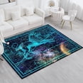 thumbnail image 3 of Sports Ball Pattern Washable Low Pile Area Rug for Teens Non Slip Floor Carpet for Bedroom Entryway Living Room Office (Blue Leopard, 63"x47"), 3 of 7