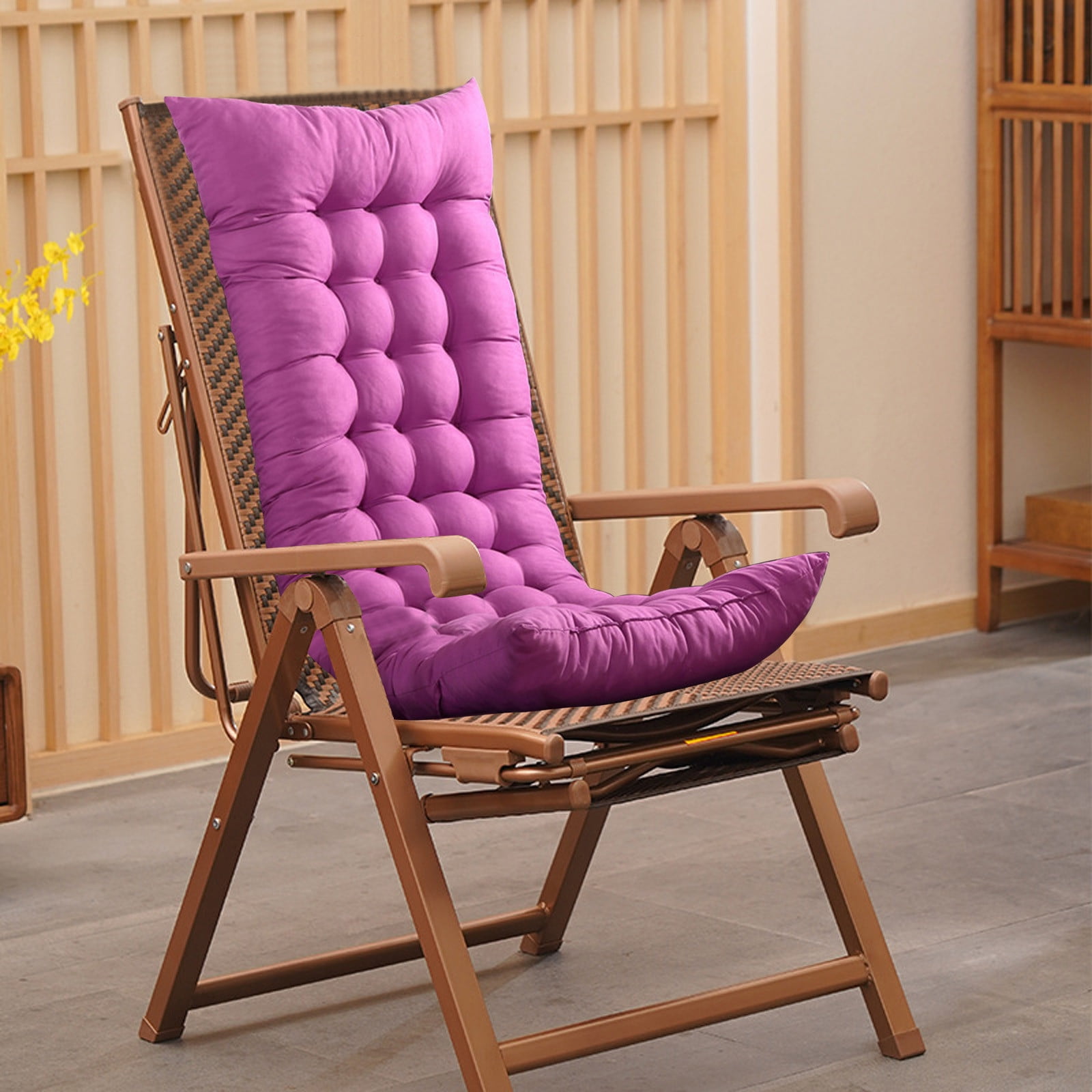 Outdoor Chair Cushions Rocking Chair Cushion Outdoor Garden Non-Slip High-Backed Patio Pads Washable(Pink)