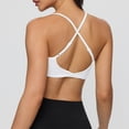 thumbnail image 3 of Dwellite Women's Low Scoop Sports Bra Spaghetti Cross Strap Padded Workout Yoga Bra Crop Top White 36, 3 of 4