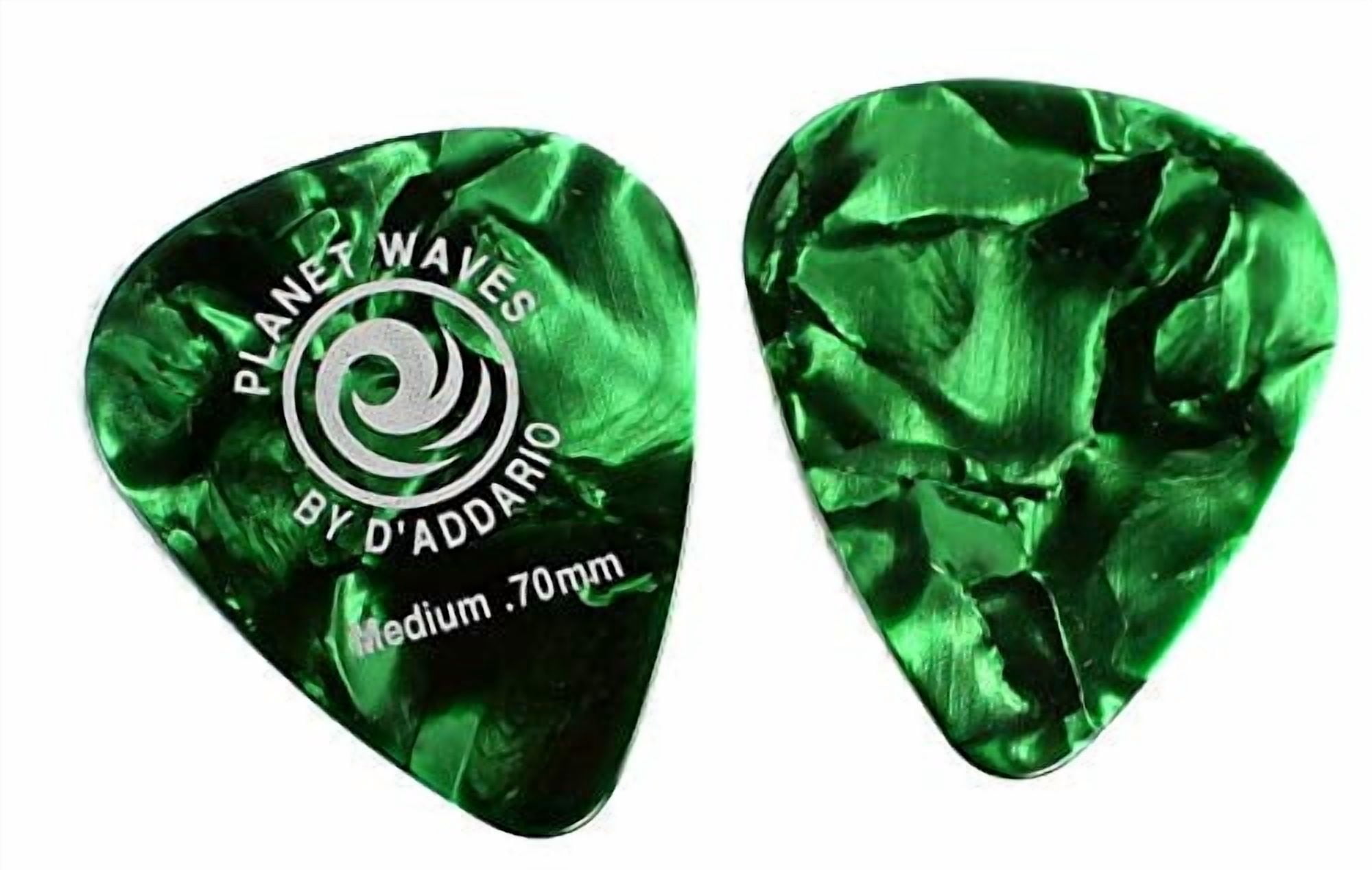 D'Addario Black Pearl Celluloid Guitar Picks, 100 pack, Heavy