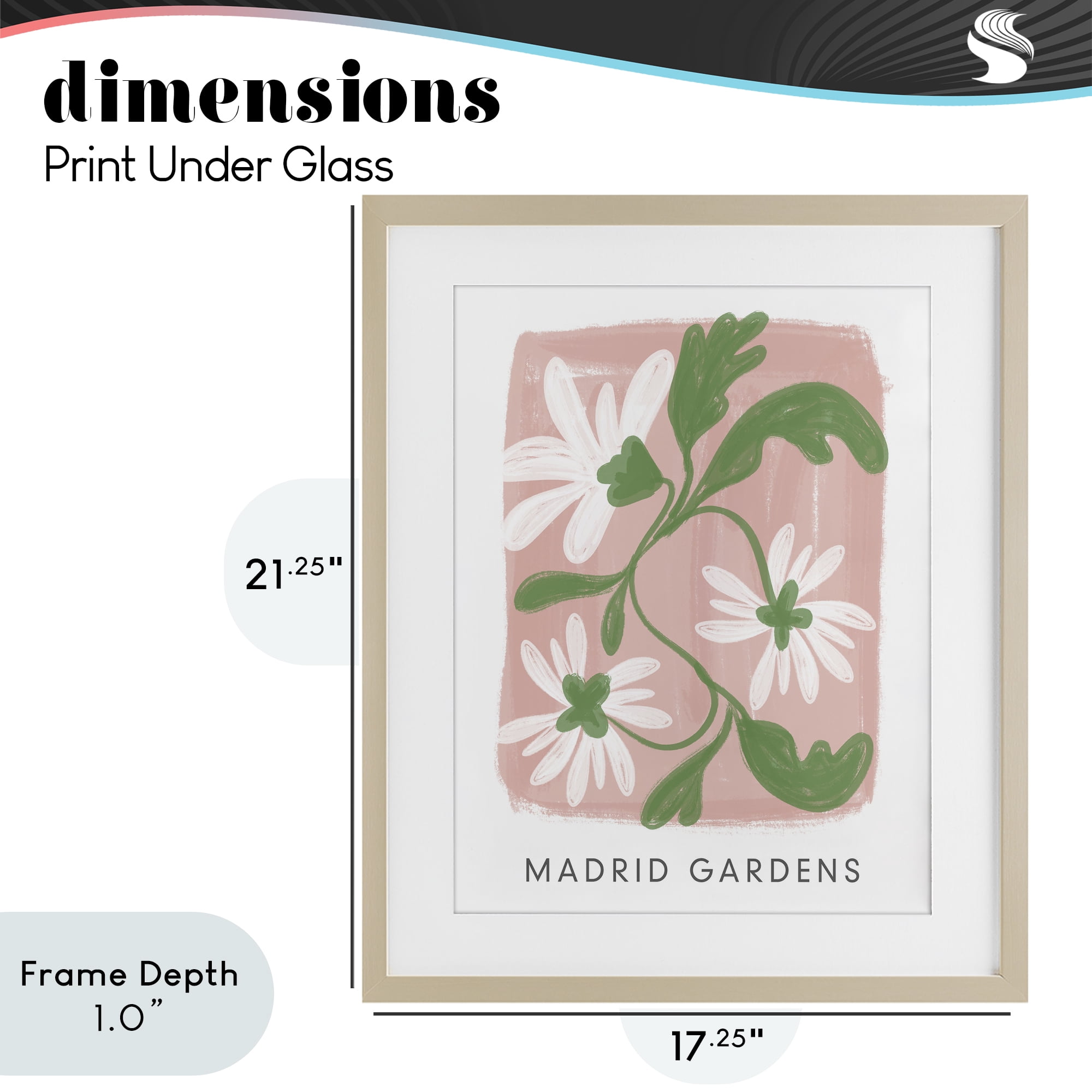 Stupell Industries Madrid Gardens Pastel Blooms Birch Framed Print Under Glass, design by Lucille Price