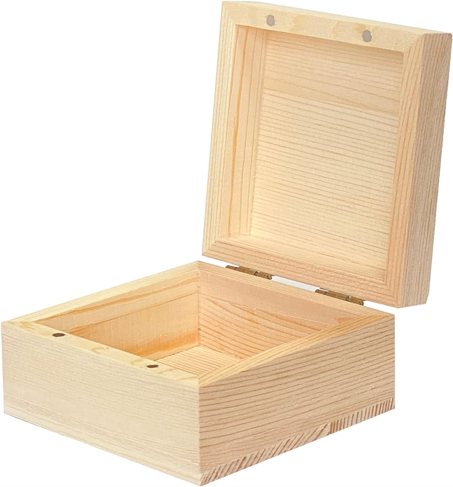 4 Pack Unfinished Wooden Boxes with Hinged Lids,Bexikou Wood Storage Boxes to Paint,Small Craft Unpainted Box for DIY Craft Home Storage Art Project