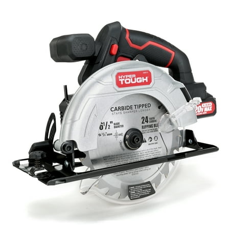 Hyper Tough 20V Max Lithium Ion Cordless 6-1/2 inch Circular Saw with 1.5Ah Lithium-ion Battery  Charger  Blade & Rip Fence