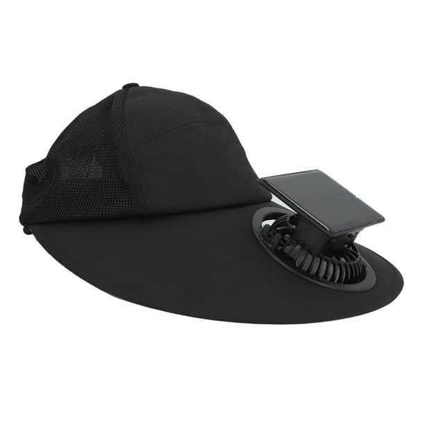 Sombrero Para El Sol Del Ventilador, Sombrero De La Playa De La Pesca, Cómodo Color Negro Con Energía Solar Y Carga USB Para Caminar