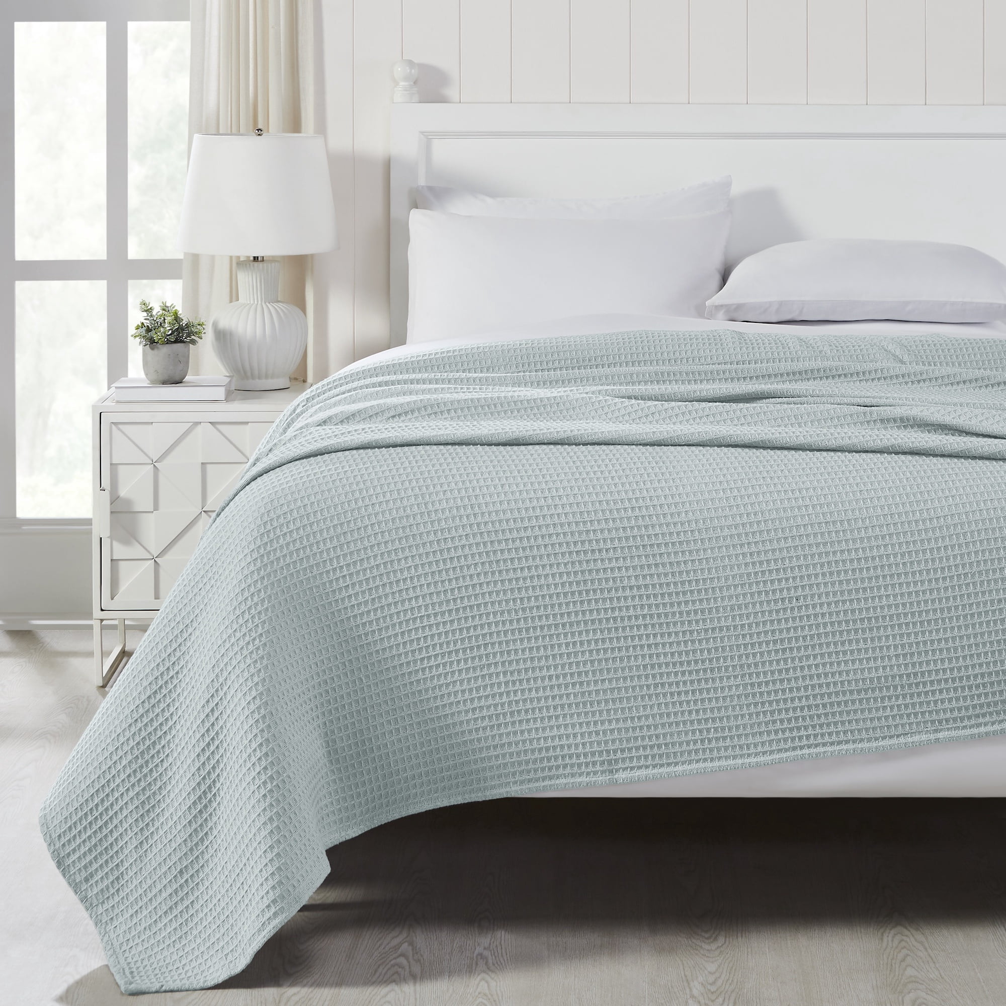 Modern Threads Thermal  Blue Cotton Waffle Weave Bed Blanket, Twin