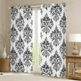 thumbnail image 2 of Erosebridal Baroque Gothic Print Curtains for Living Room,Blue Boho Floral Blackout Curtains Set of 2(38x45),White Gray Jacquard Curtains and Drapes(38x45),Super Cozy Room Decorative, 2 of 6