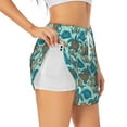 thumbnail image 3 of Lsque Turtles And Seahorses Printed Women's Running Shorts with Liner Pockets,Elastic Quick Dry Workout Athletic Gym Yoga Shorts,Womens High Waist Shorts-Small, 3 of 9