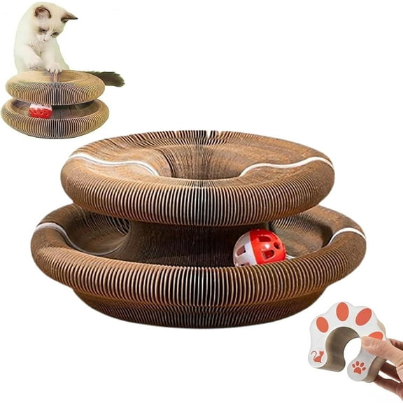 Marlene Kitty Kurlz, Kitty Kurlz Cat Toy, Kitty Curls Cat Toy, Magic Cat Scratching Board Toy, Interactive Cat Ball Toy, Foldable Cat Scratch Board Toy with Bell for Indoor Cats (1pc)