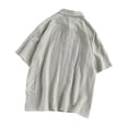thumbnail image 4 of Betivan Men's Linen Top Solid Color Breathable Lightweight Half-Button Turndown Collar Short Sleeve Blouse Spring Summer Fashion Casual Loose Daily Beach Outdoor Leisure Street, 4 of 5