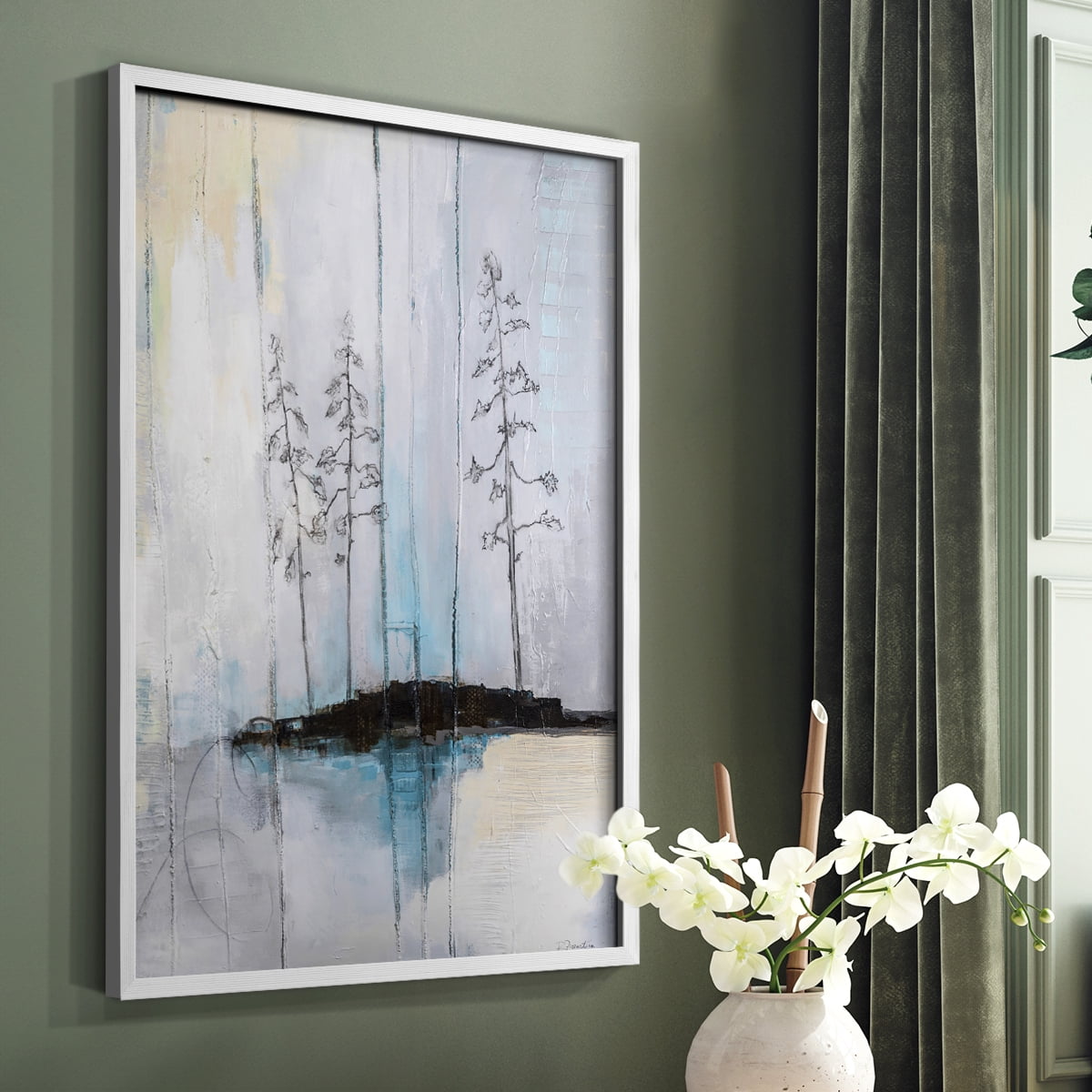 In the Company of Three in White Solid Wood 8 x 10 Framed Print