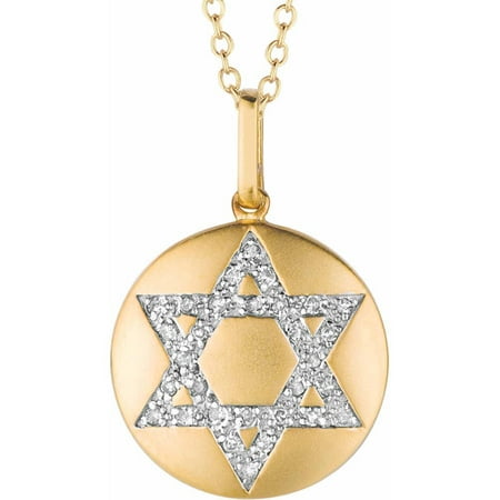 0.11 Carat T.W. Diamond Yellow Gold-Plated Sterling Silver Round Star of David Disc Pendant