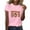 Pink, variant on Womens Easter Tops 2025 Summer Fashion Print Short-Sleeved Blouse with Round Neck and Fun Design