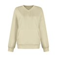 thumbnail image 7 of VISALY Pullover Sweatshirt for Womens Plus Size Sweatshirts V-Neck Pullover with Pocket Fall Winter Loose Fit Tops Long Sleeve Shirts Oversized Lightweight Sweatshirt Basic Tops Beige L, 7 of 7