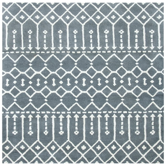 SAFAVIEH Himalaya Darin Geometric Wool Area Rug, Grey/Ivory, 6' x 6' Square