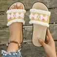 thumbnail image 3 of THDHVS Beach Sandals for Woman,Womens Sandals,Women's Fashionable Casual Summer New Style Outer Wear Bowknot Plaid Beach Rope Slippers Yellow 8.5, 3 of 7