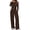#1 Brown, variant on Womens 2 Piece Outfits Long Sleeve Ruching Top Wide Leg Pants Matching Lounge Set Drawstring Pockets Pink Casual Sweat Suit