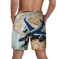 thumbnail image 2 of Lsque Mens Swim Trunks Airplane World Map Adventure Pattern - Bathing Suit Compression Liner - Beach Swim Shorts Swimwear - (S-3XL) - Stretch Quick Dry -Large, 2 of 9
