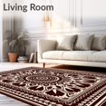thumbnail image 2 of ODIKA 2'x3' Machine Washable Non-Slip Area Rug, Artisan Mosaic Petal Starburst Interwoven Honeycomb High Traffic Rug, Brown, 585727, 2 of 7