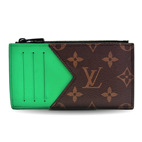 Pre-Owned Louis Vuitton Coin Card Holder Monogram Macassar Fragment Case Green Purse... (Good)